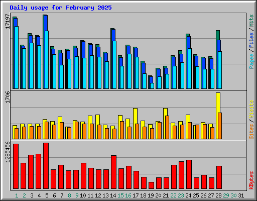 Daily usage for February 2025