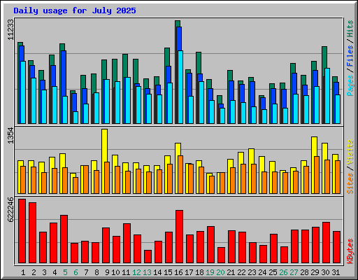 Daily usage for July 2025